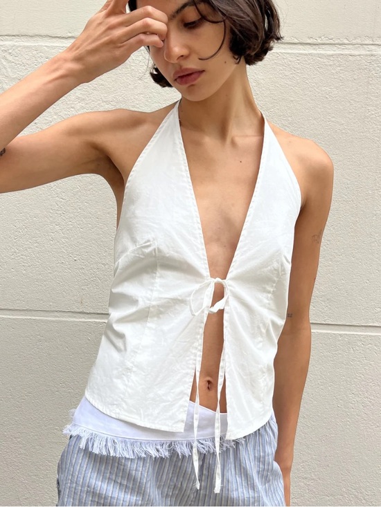 Deiji Studios Tops - NWOT Deiji Studios Open Halter top (white)